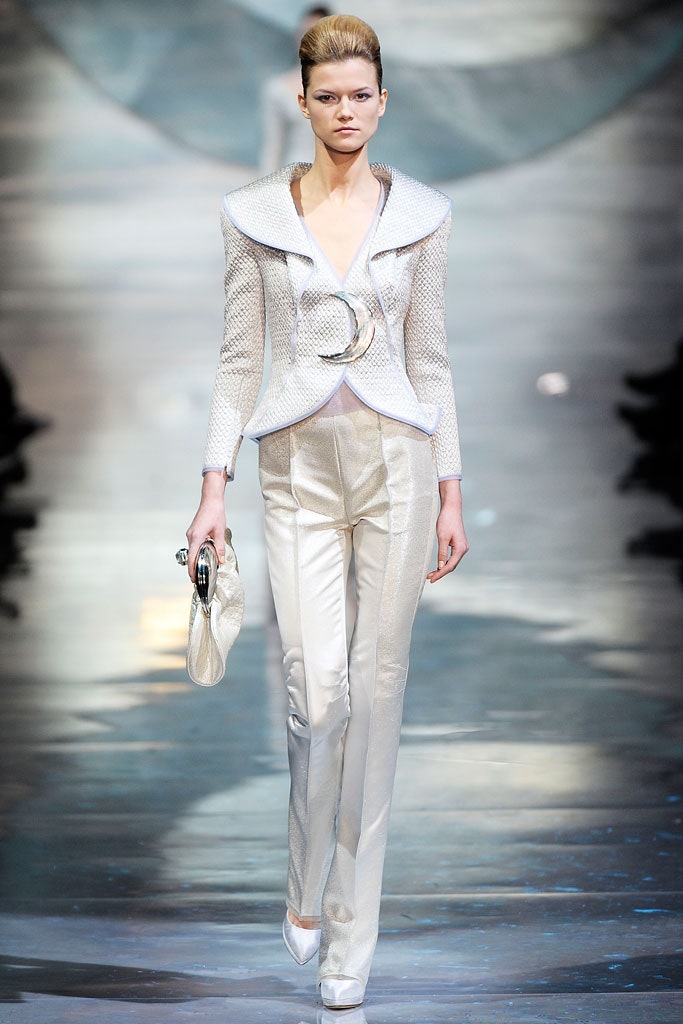 white silk tailored blazer and pants