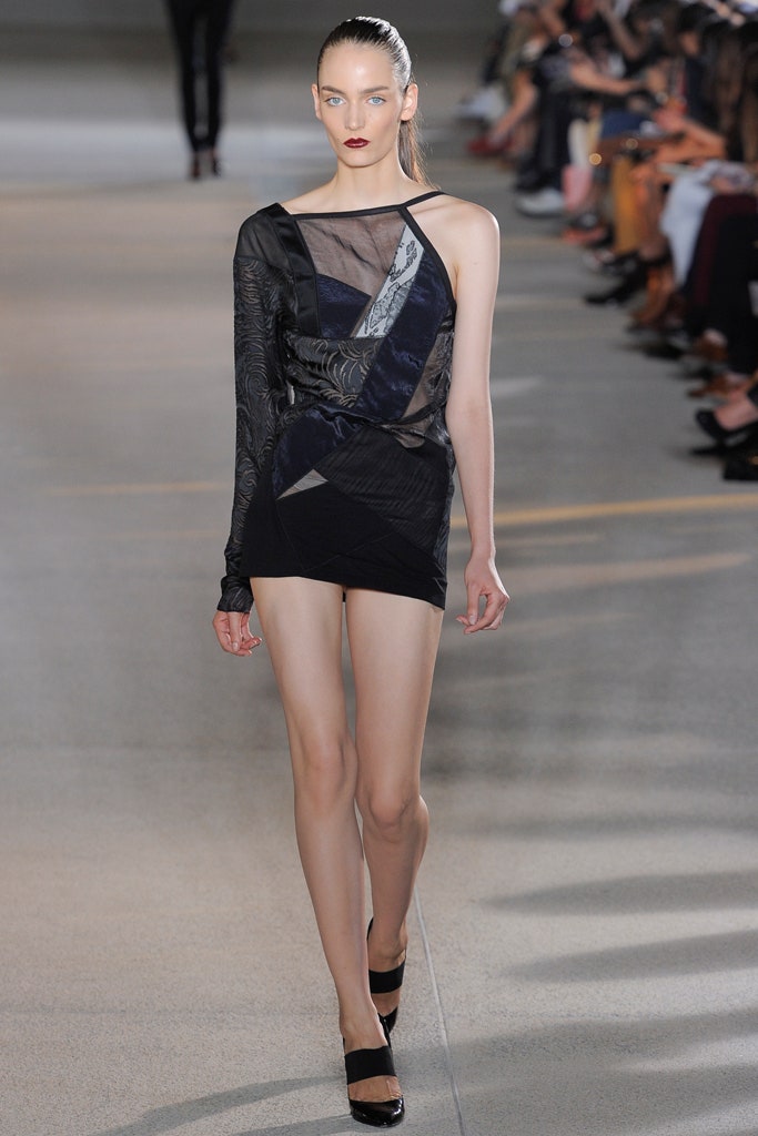 black silk off-shoulder mini dress