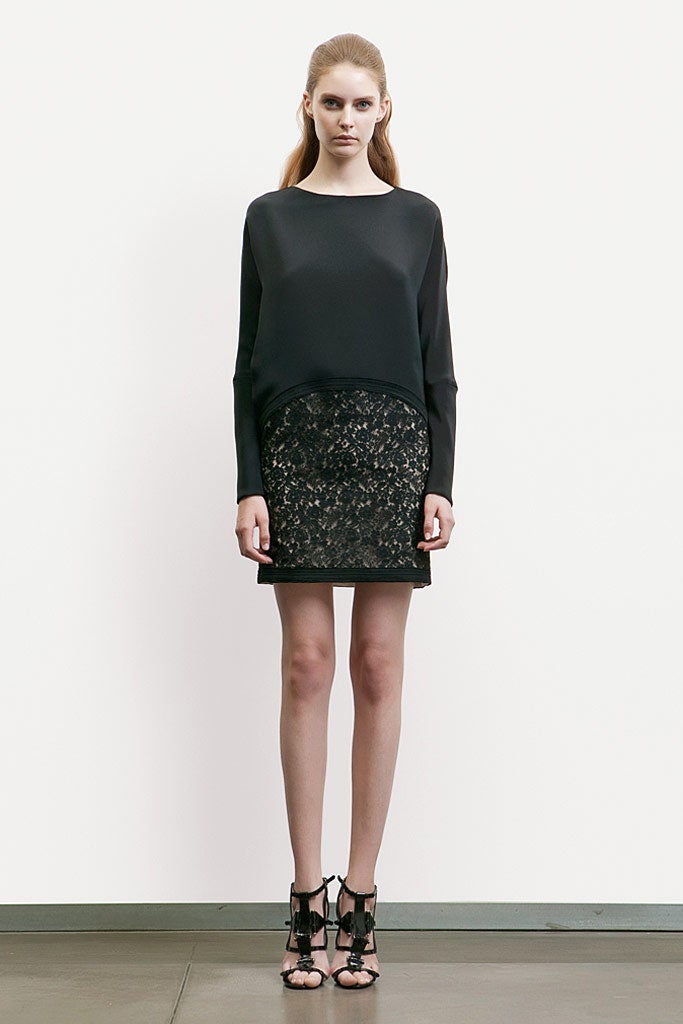 black silk top and mini-dress