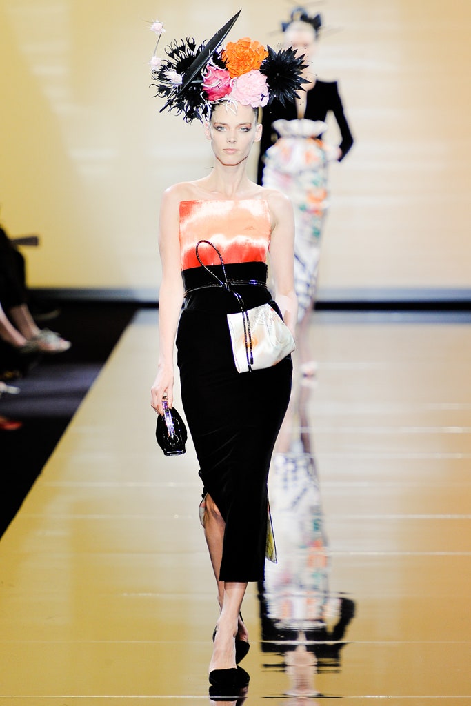 black and orange silk dress