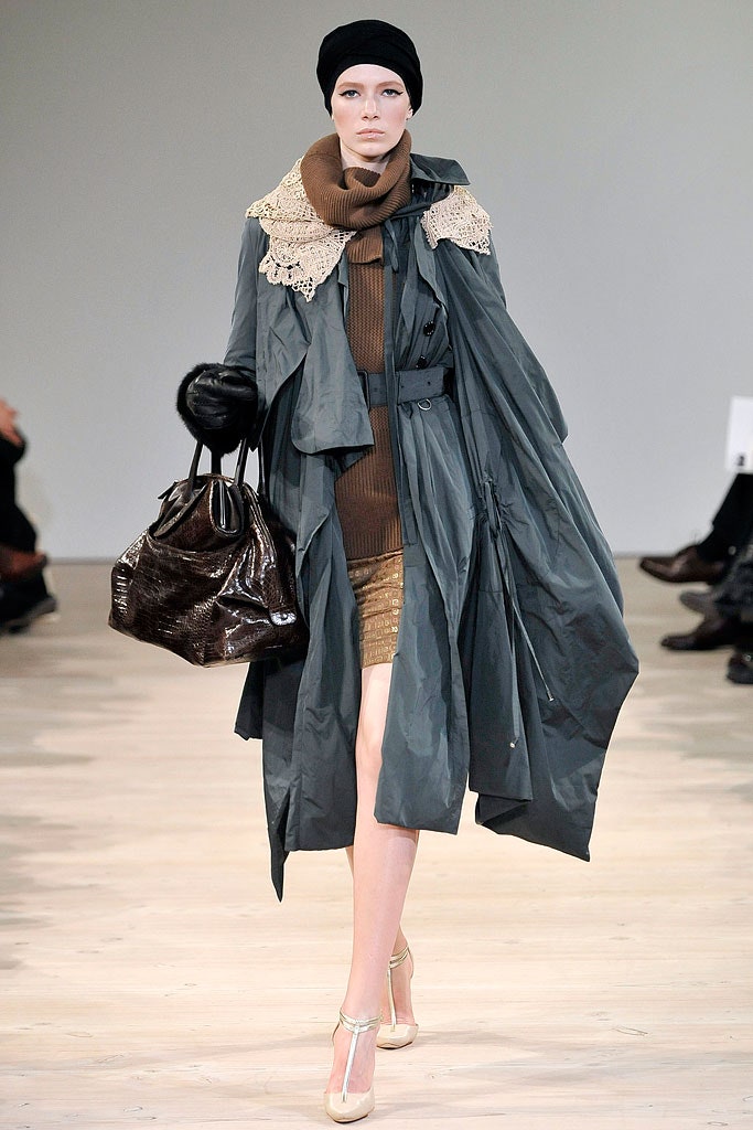 gray vinyl coat with mini dress