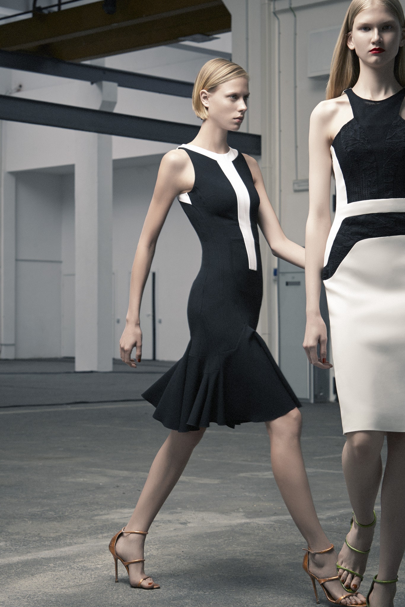 black and white fitted midi dresses