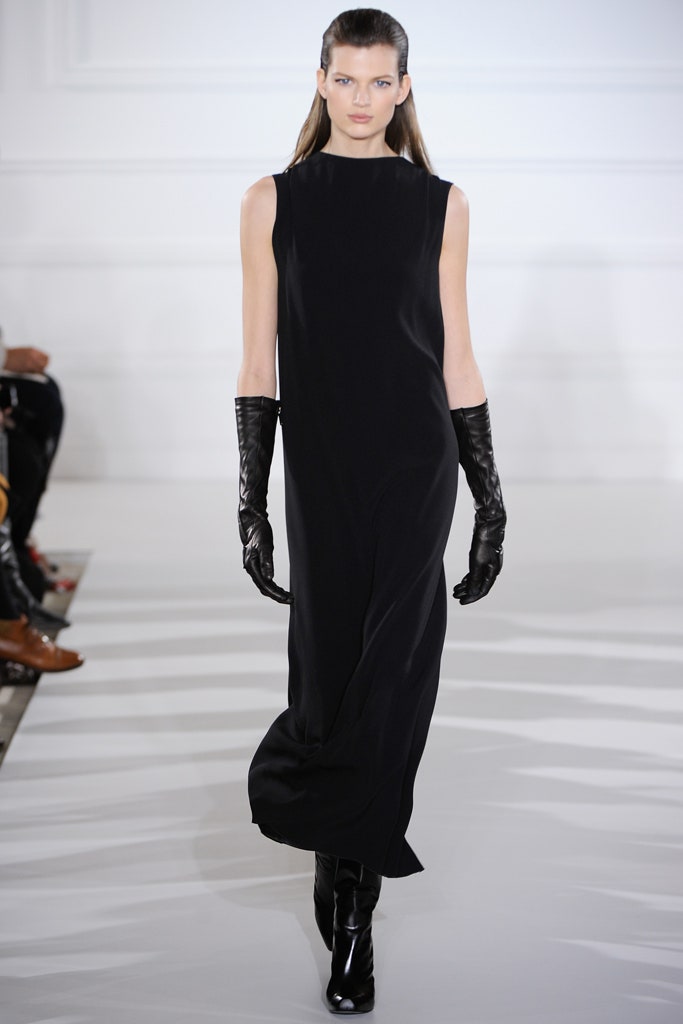 black silk sleeveless high-neck fitted straight-leg maxi dress