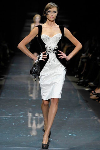 fitted white and black embellished dress