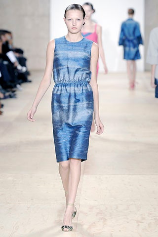 blue silk sleeveless dress