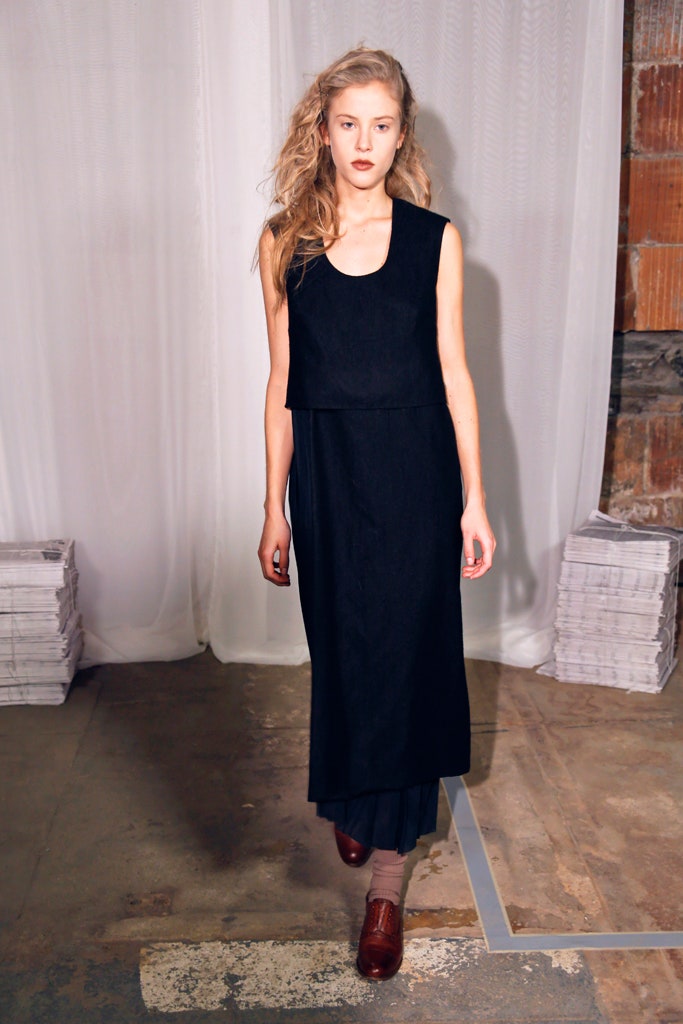 black cotton midi dress and top