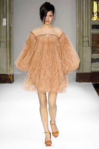 peach off-shoulder tiered dress