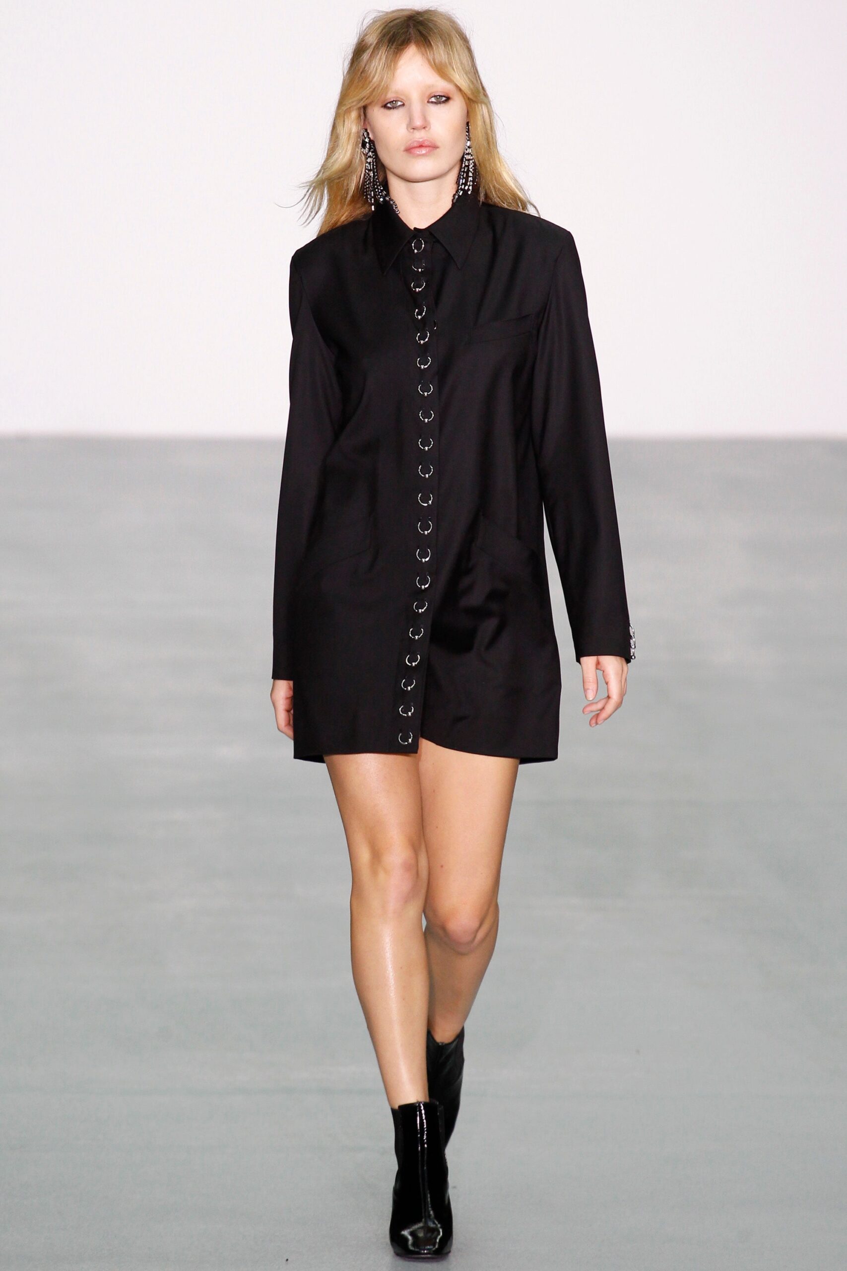 black fitted collared dress