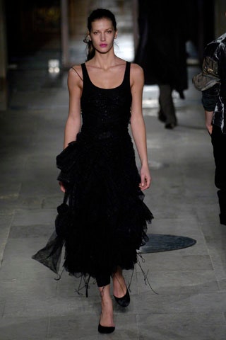 black ruffled midi dress