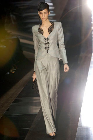 gray tailored silk suit