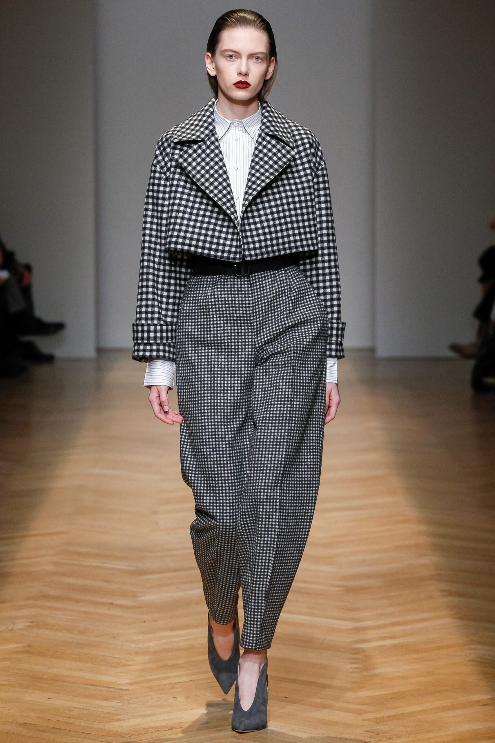 checked black and white jacket and pants