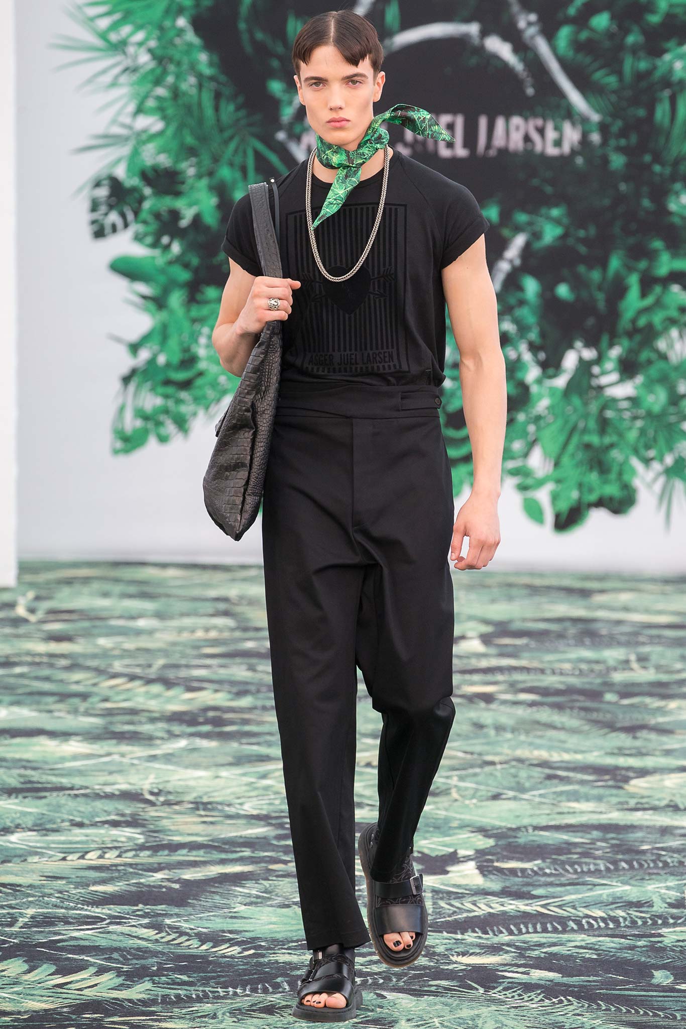 black fitted top with relaxed pants