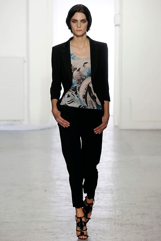 black tailored blazer with multi top