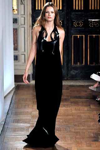 black silk sleeveless gown