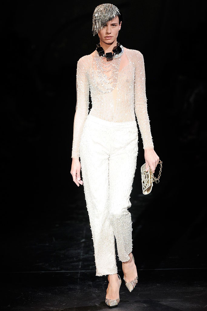 white beaded fitted top and pants