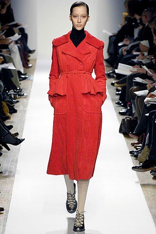 red wool belted coat