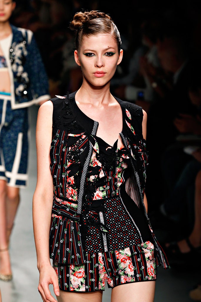 floral mini dress with structured jacket