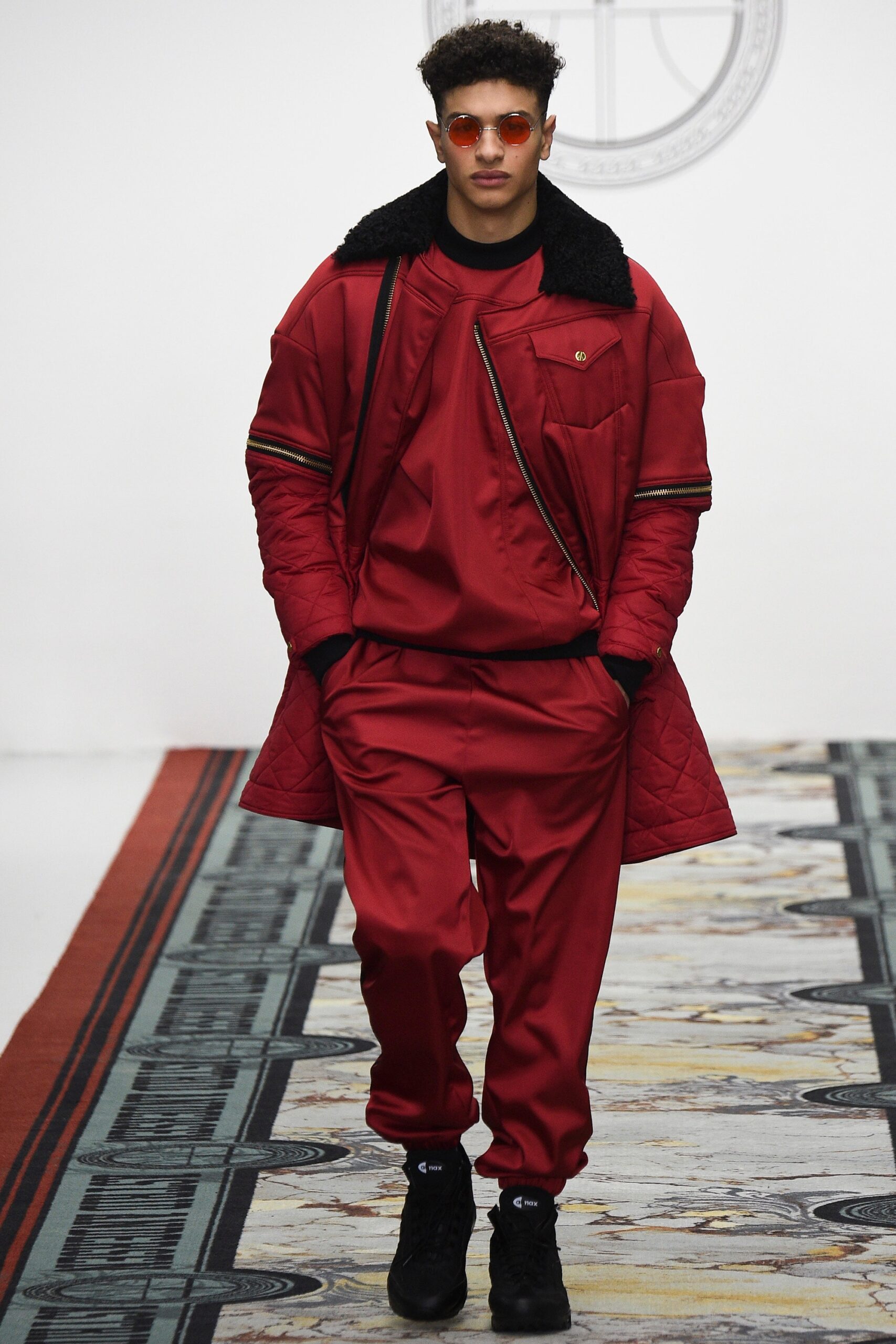 oversized red quilted jacket