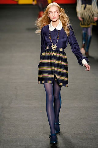blue silk blouse with pleated skirt