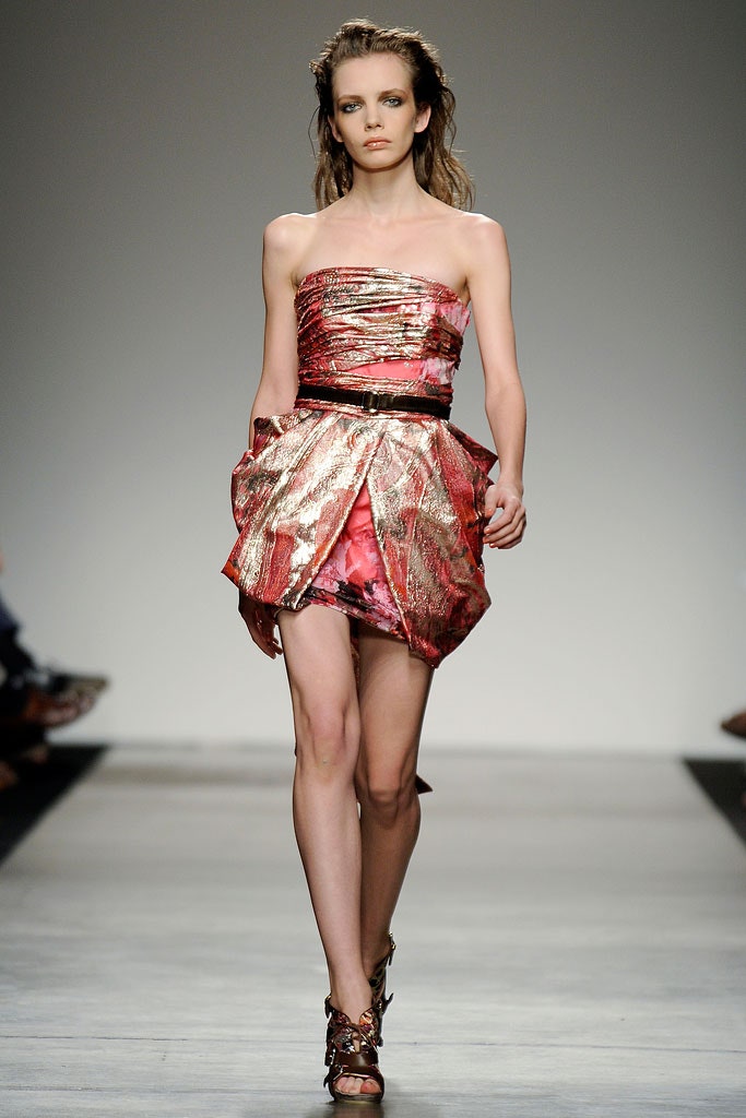 red and gold strapless mini dress