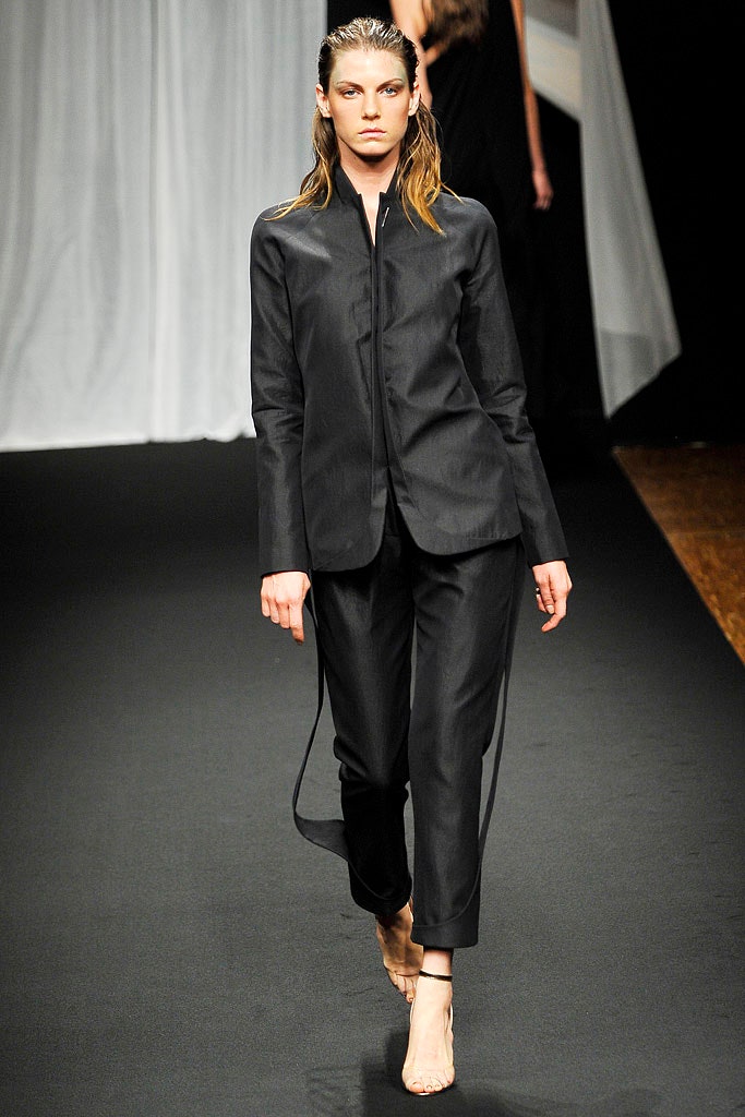 black tailored silk suit
