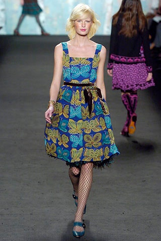 blue and yellow flared dress