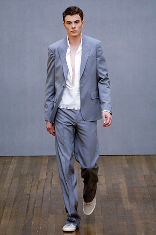 gray tailored suit with white shirt