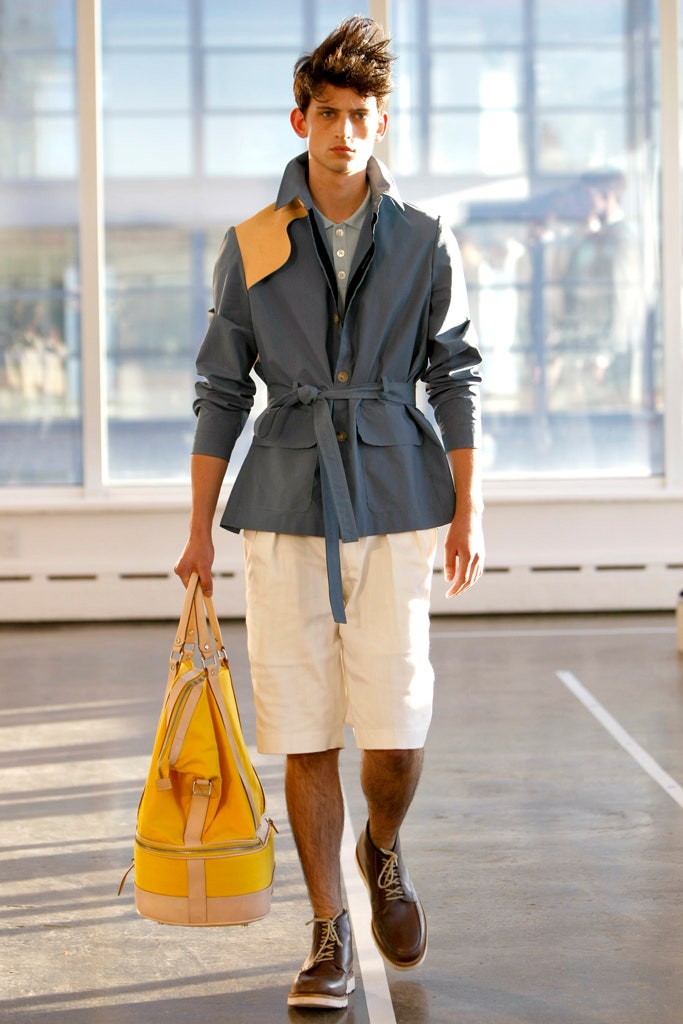 blue cotton belted jacket