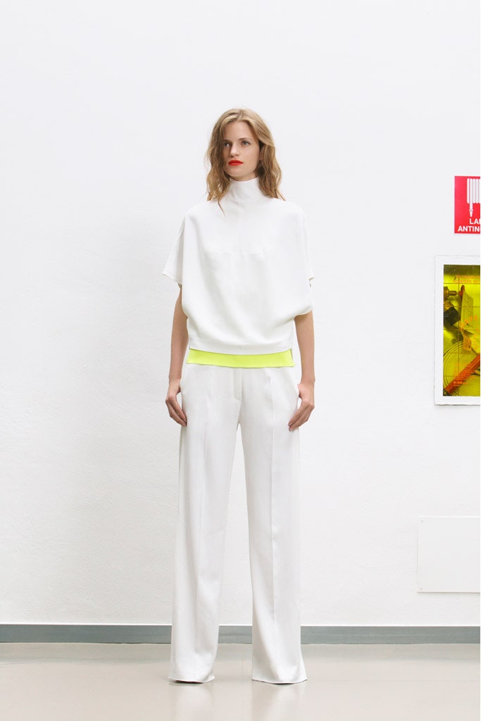 white relaxed top with pants