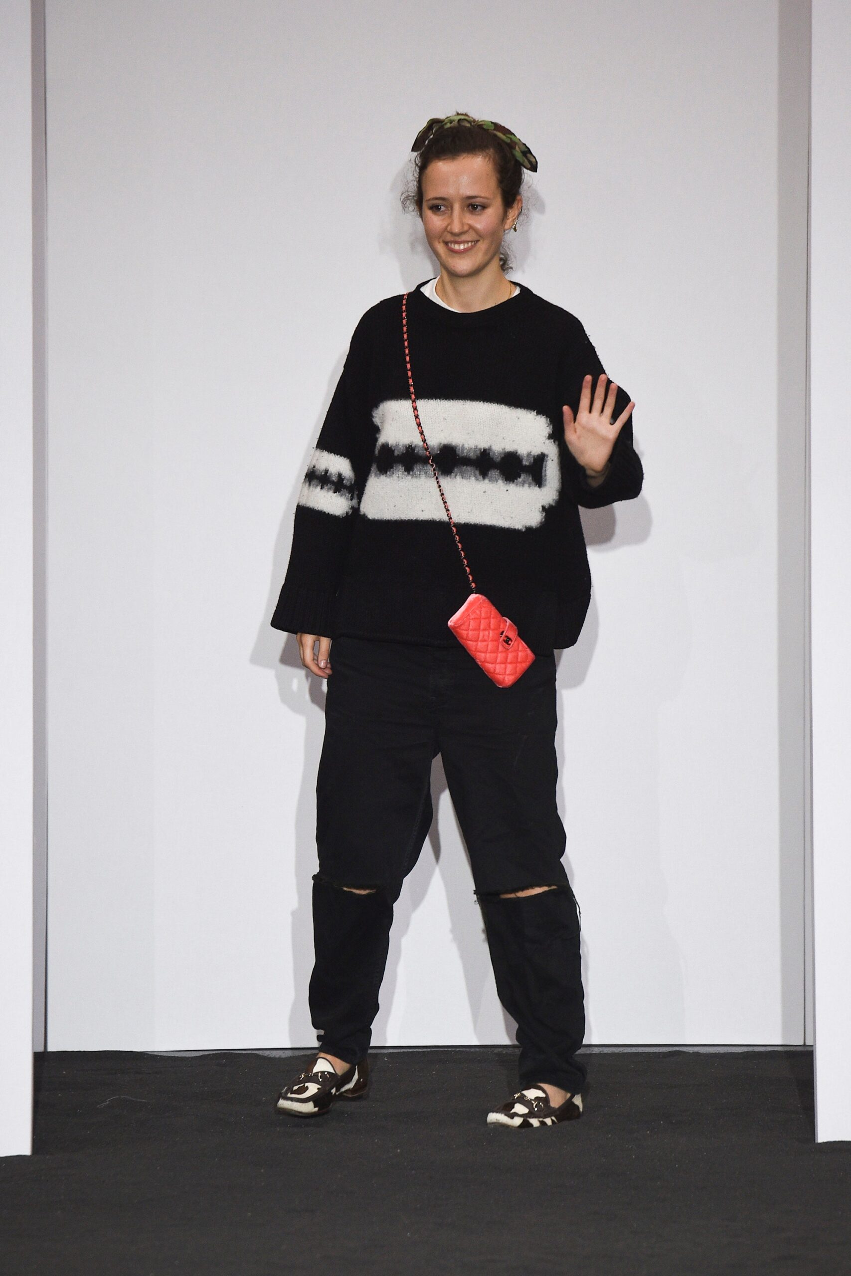 relaxed black and white sweater