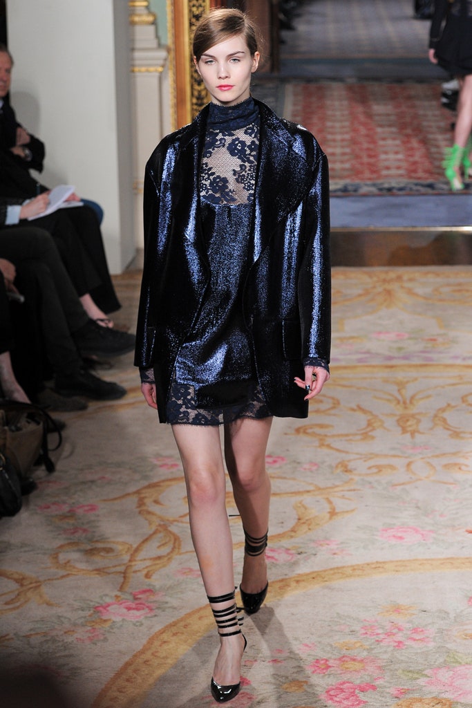 black silk long-sleeve oversized draped flowing coat