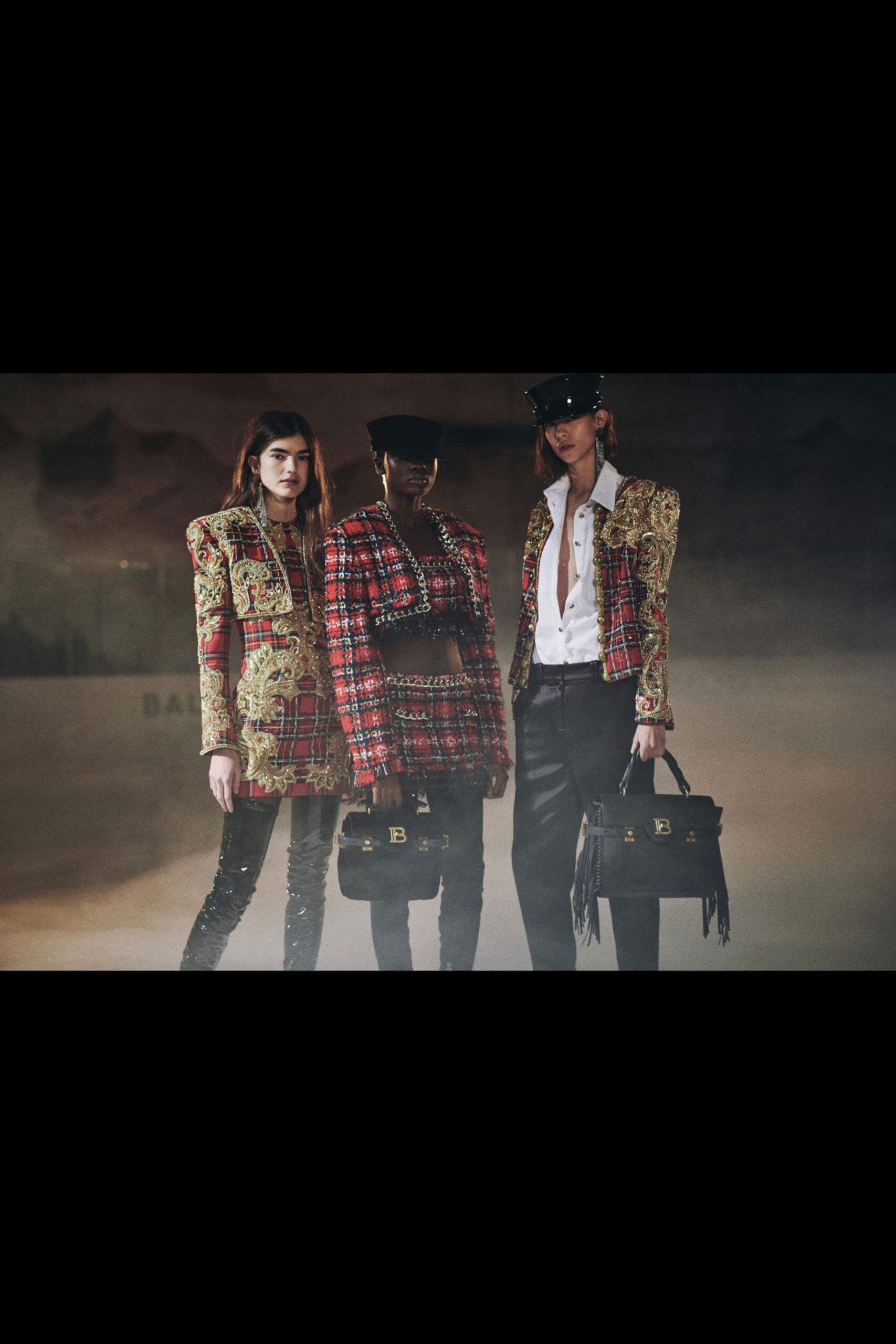 embroidered red and black blazers