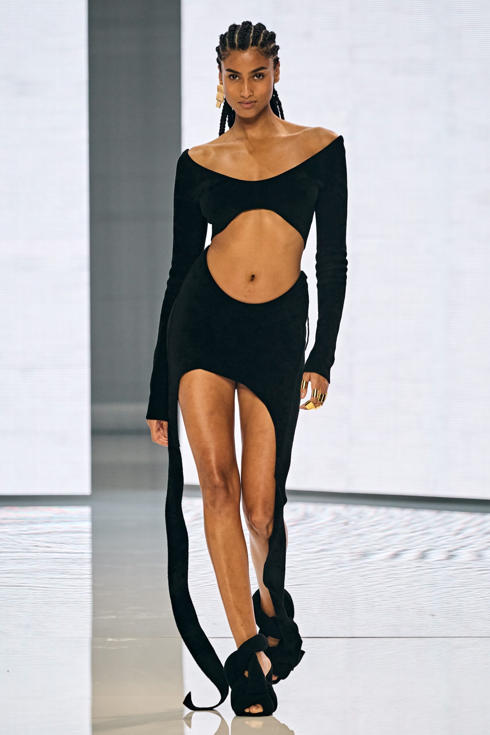 black off-shoulder cutout dress