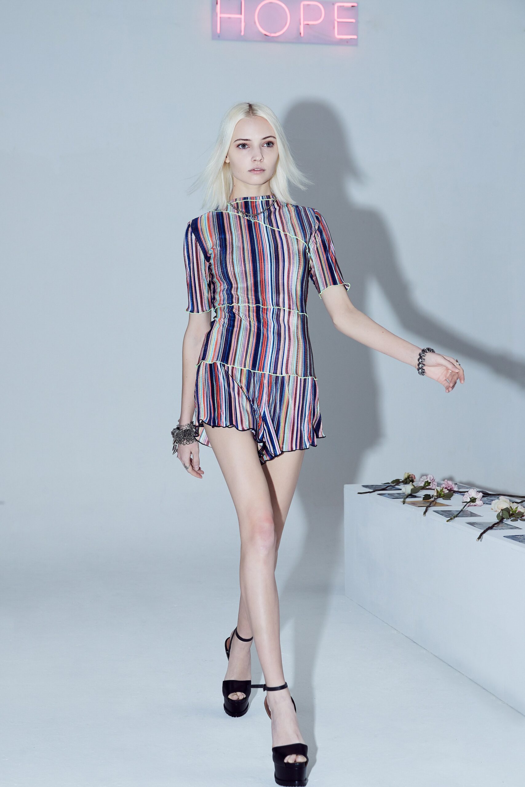 multi-colored fitted mini-dress