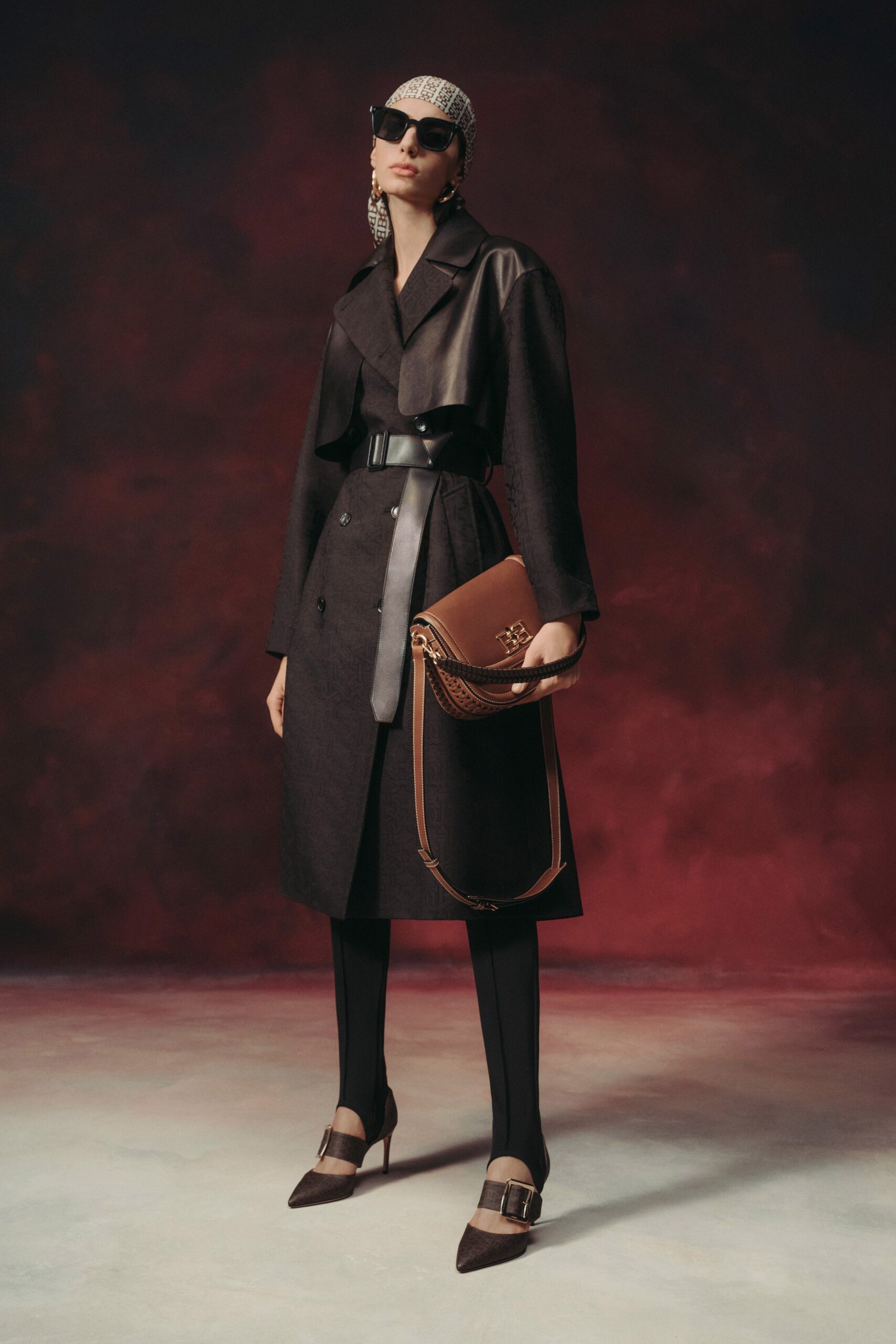 black wool coat with belted waist