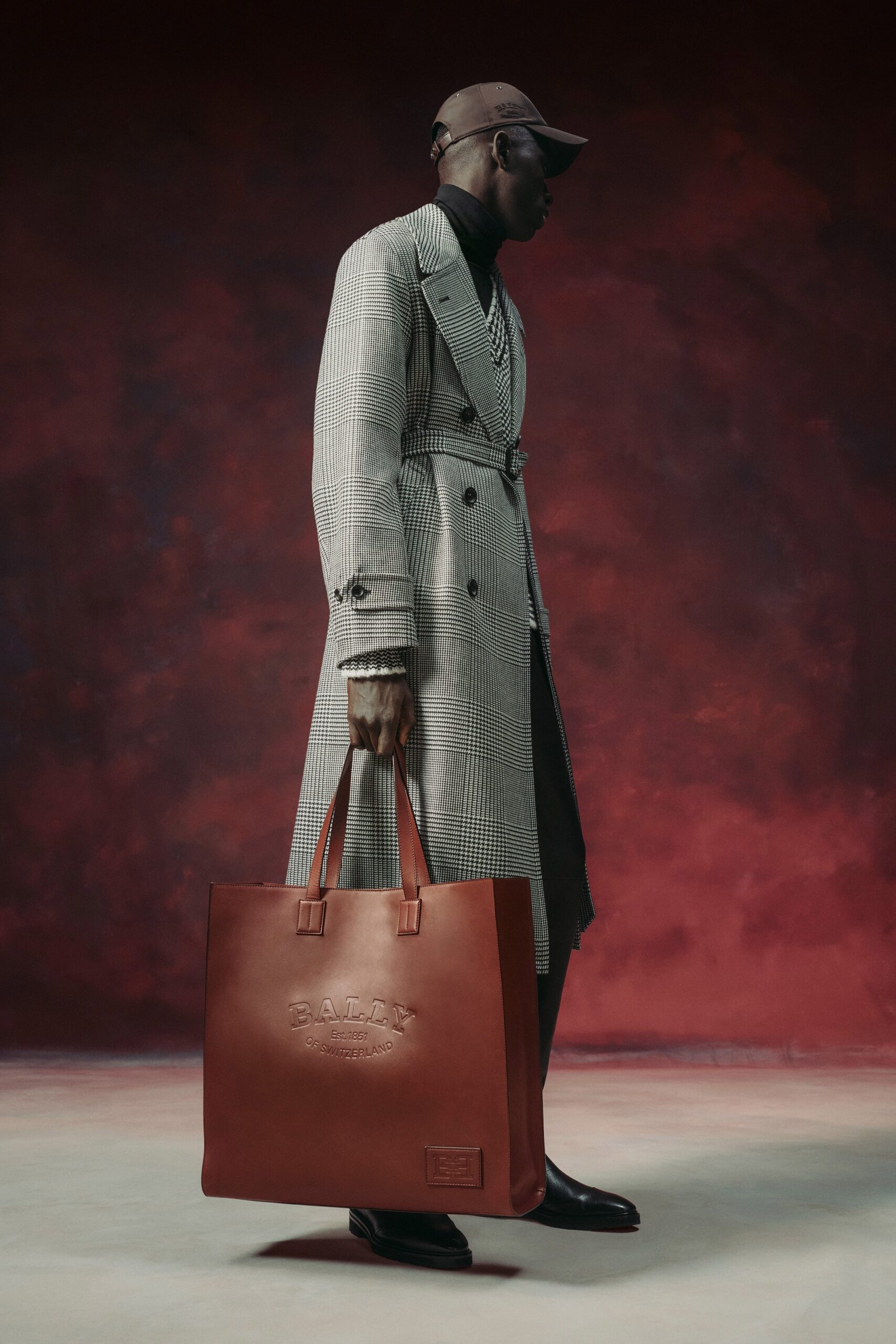 tailored gray checked coat