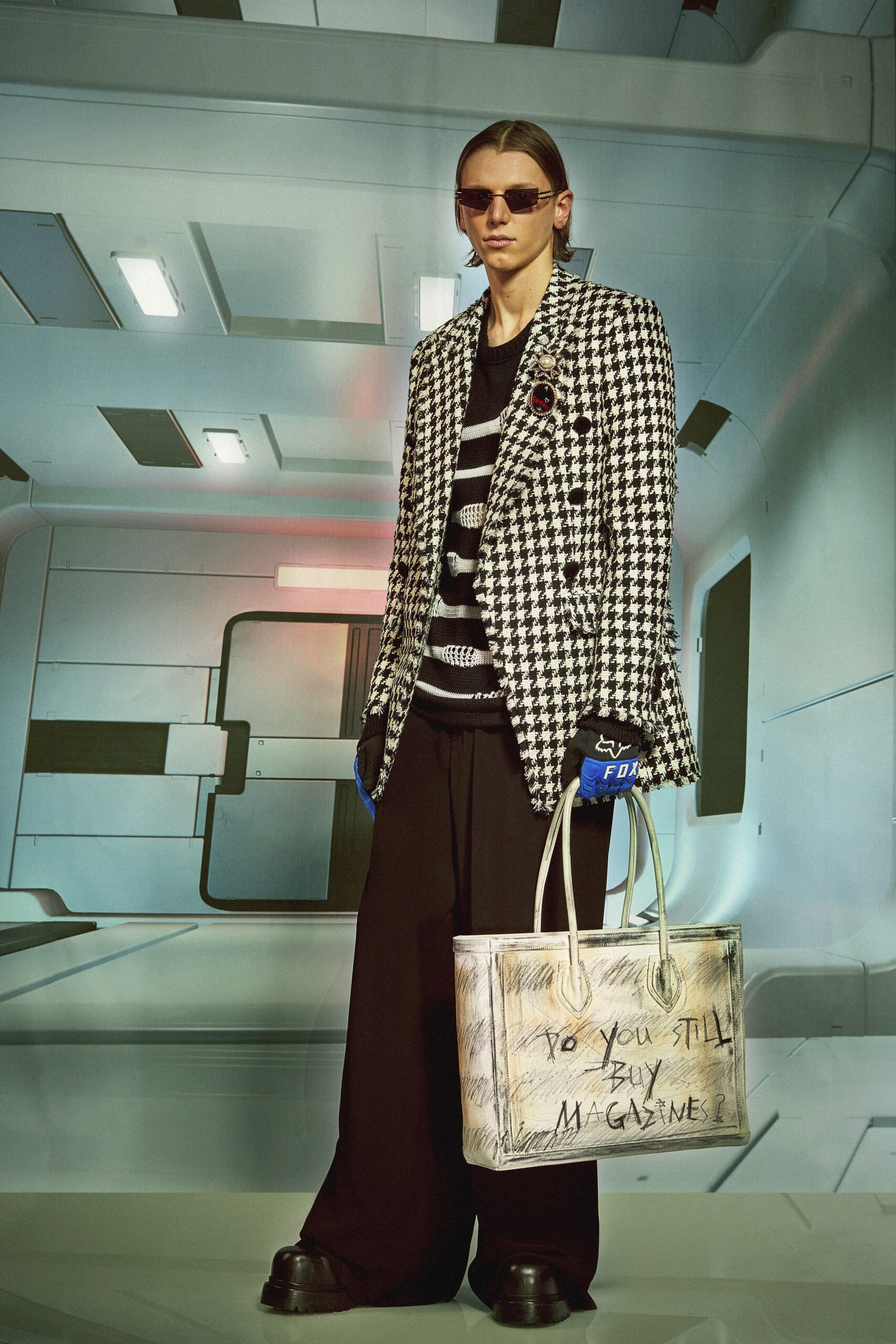 tailored black and white blazer