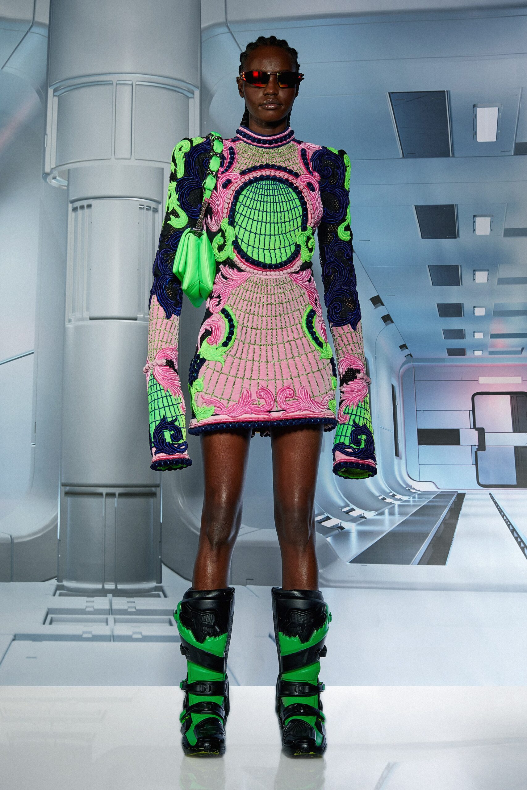 fitted mini dress with embroidered details