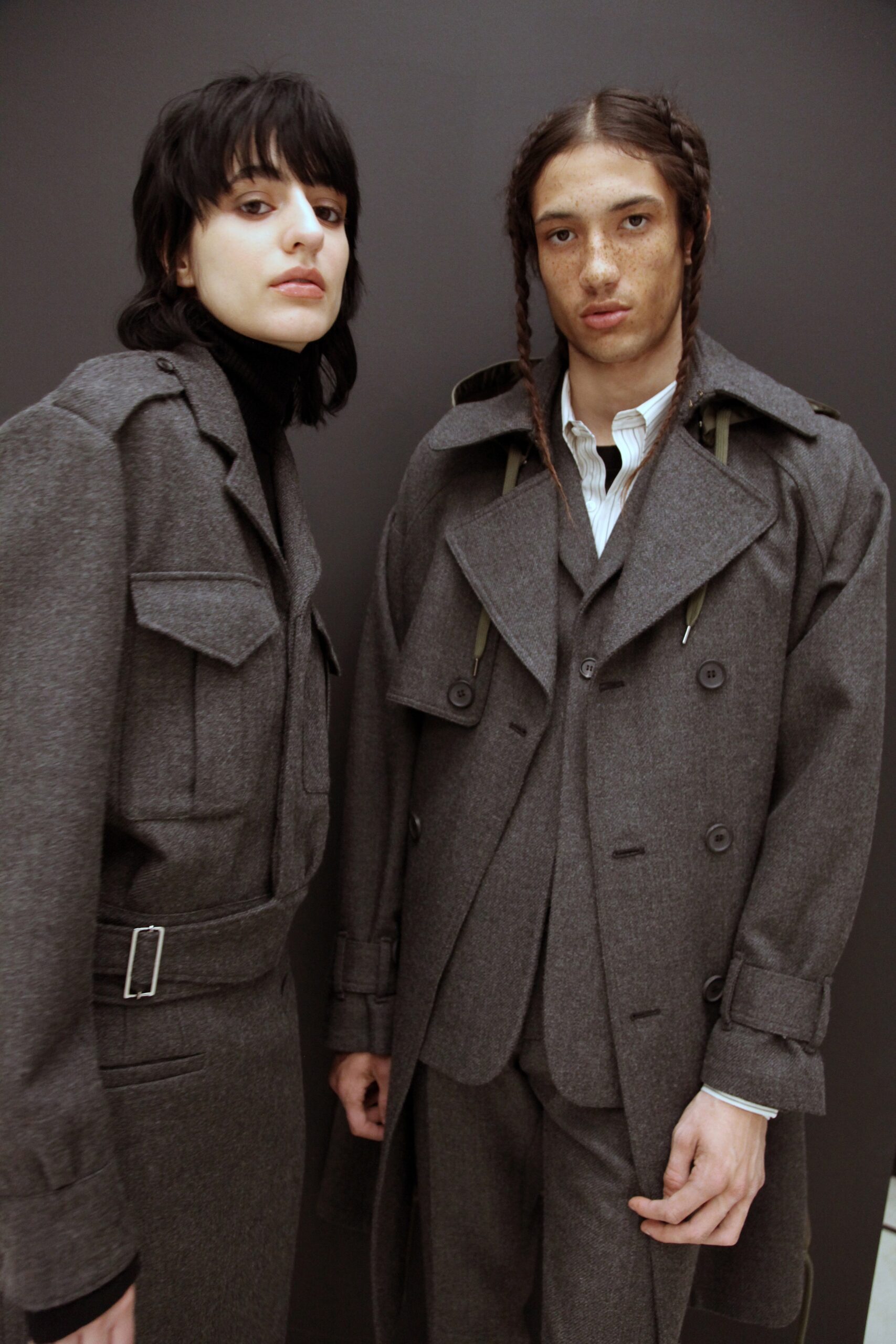 gray wool structured coat and jacket