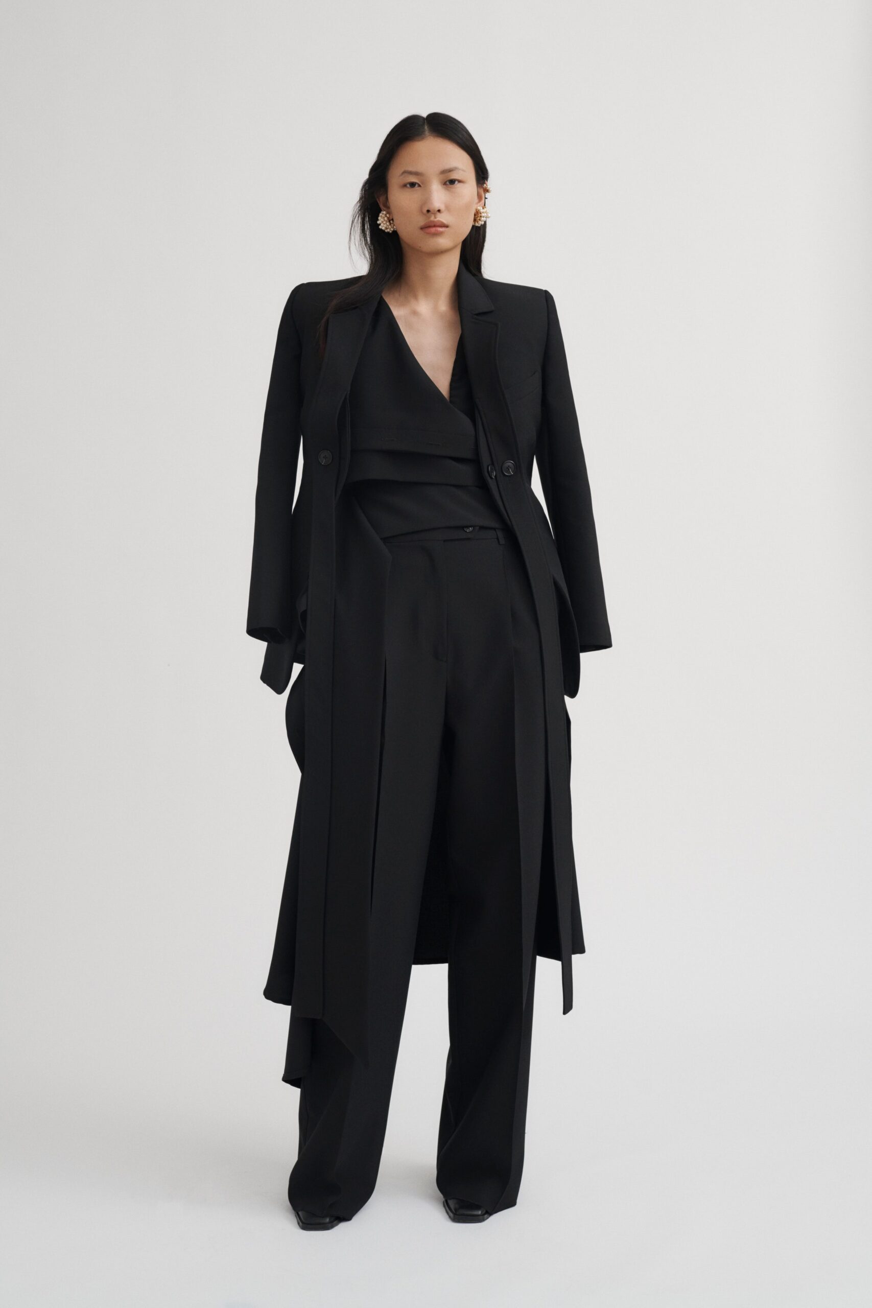 black tailored long coat