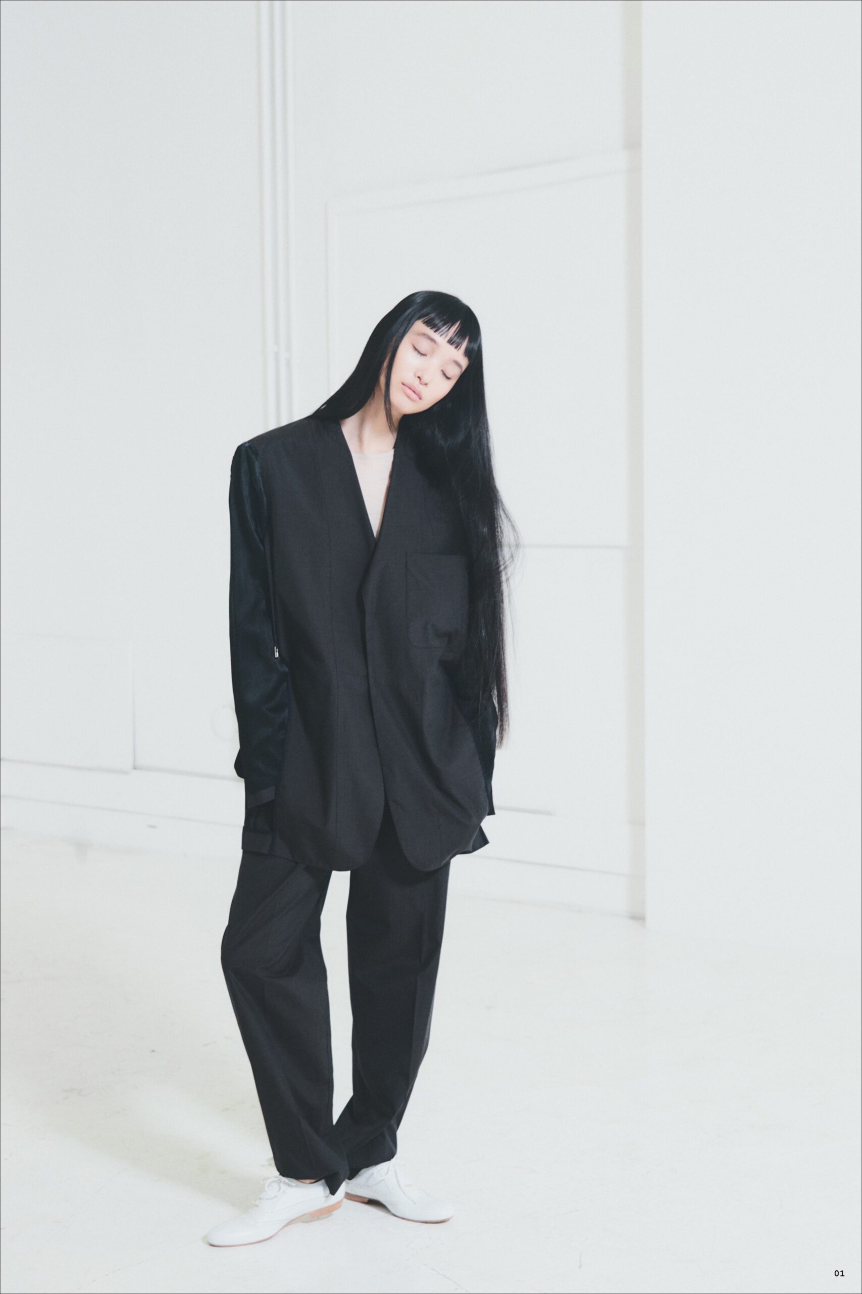 oversized black open-front blazer