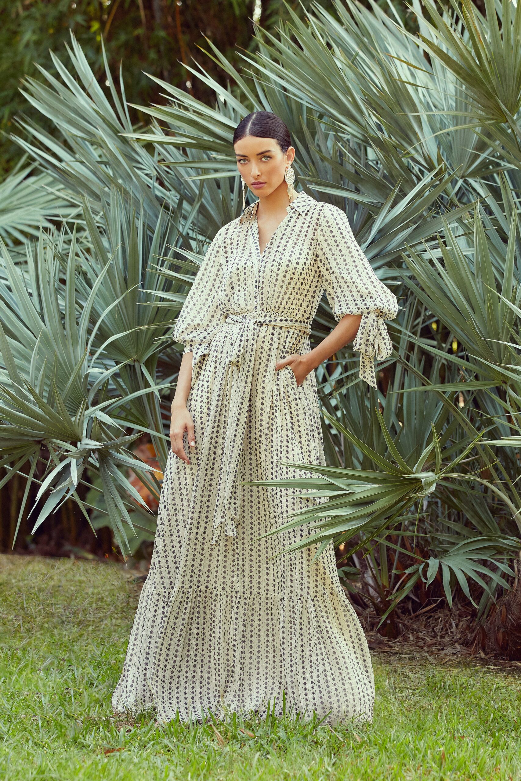white and black tiered maxi dress