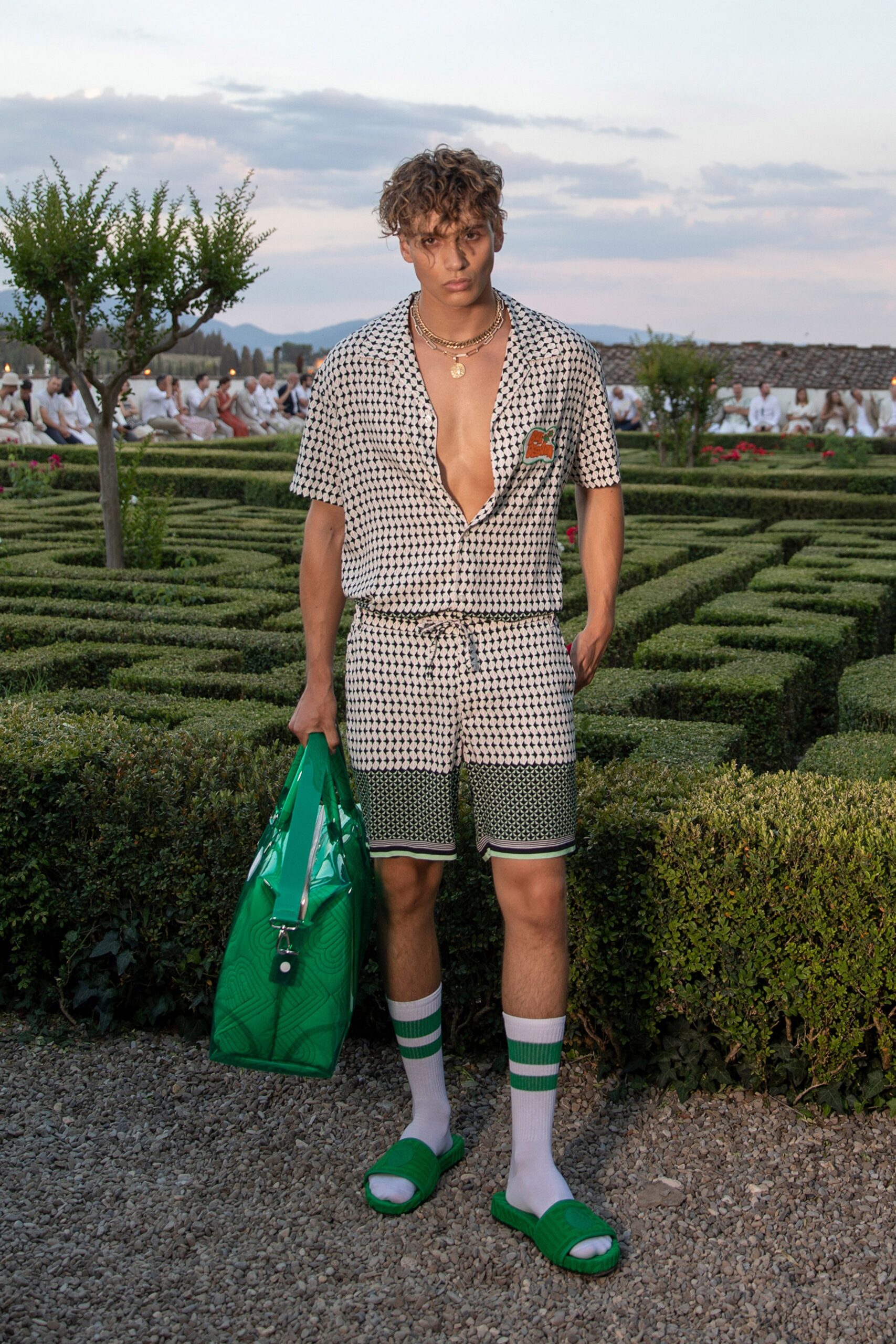 relaxed green checked outfit