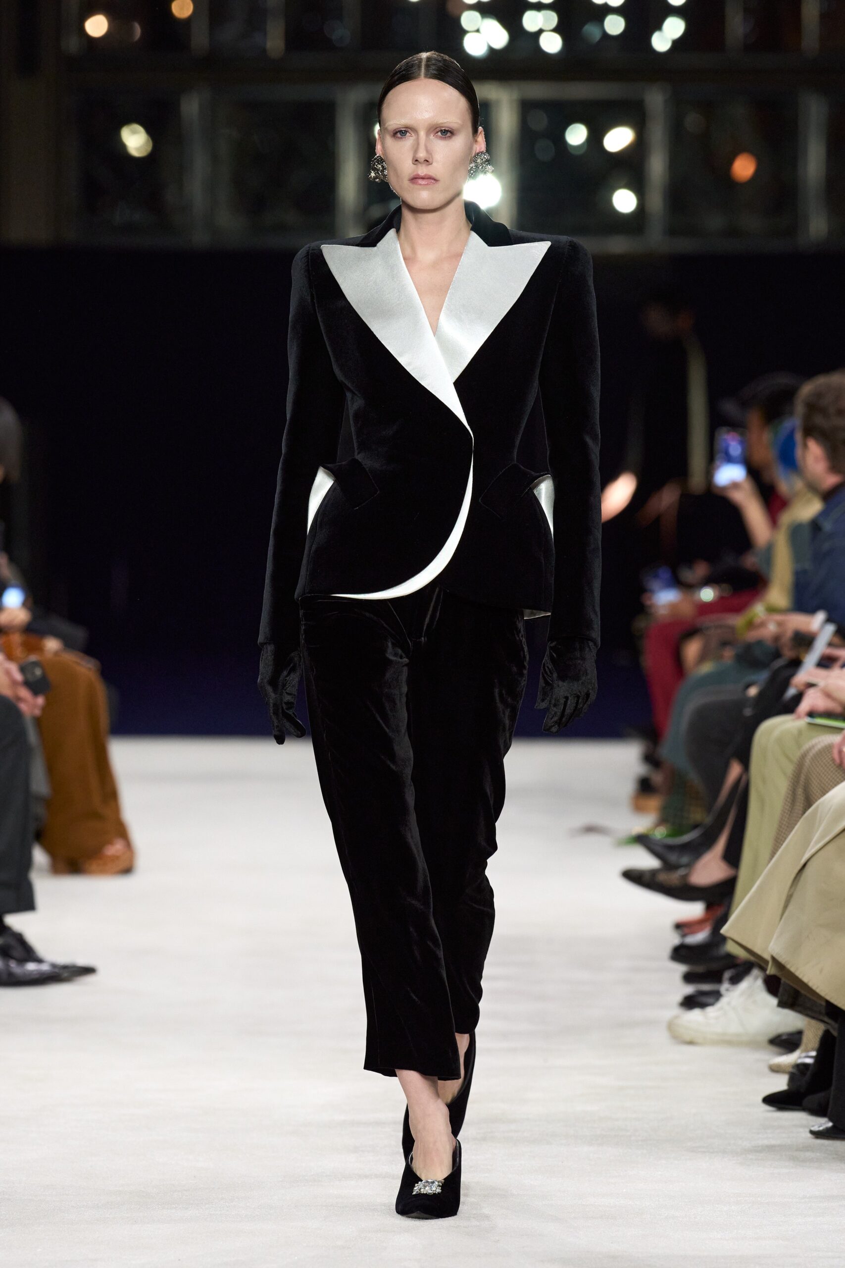 black velvet fitted blazer and pants