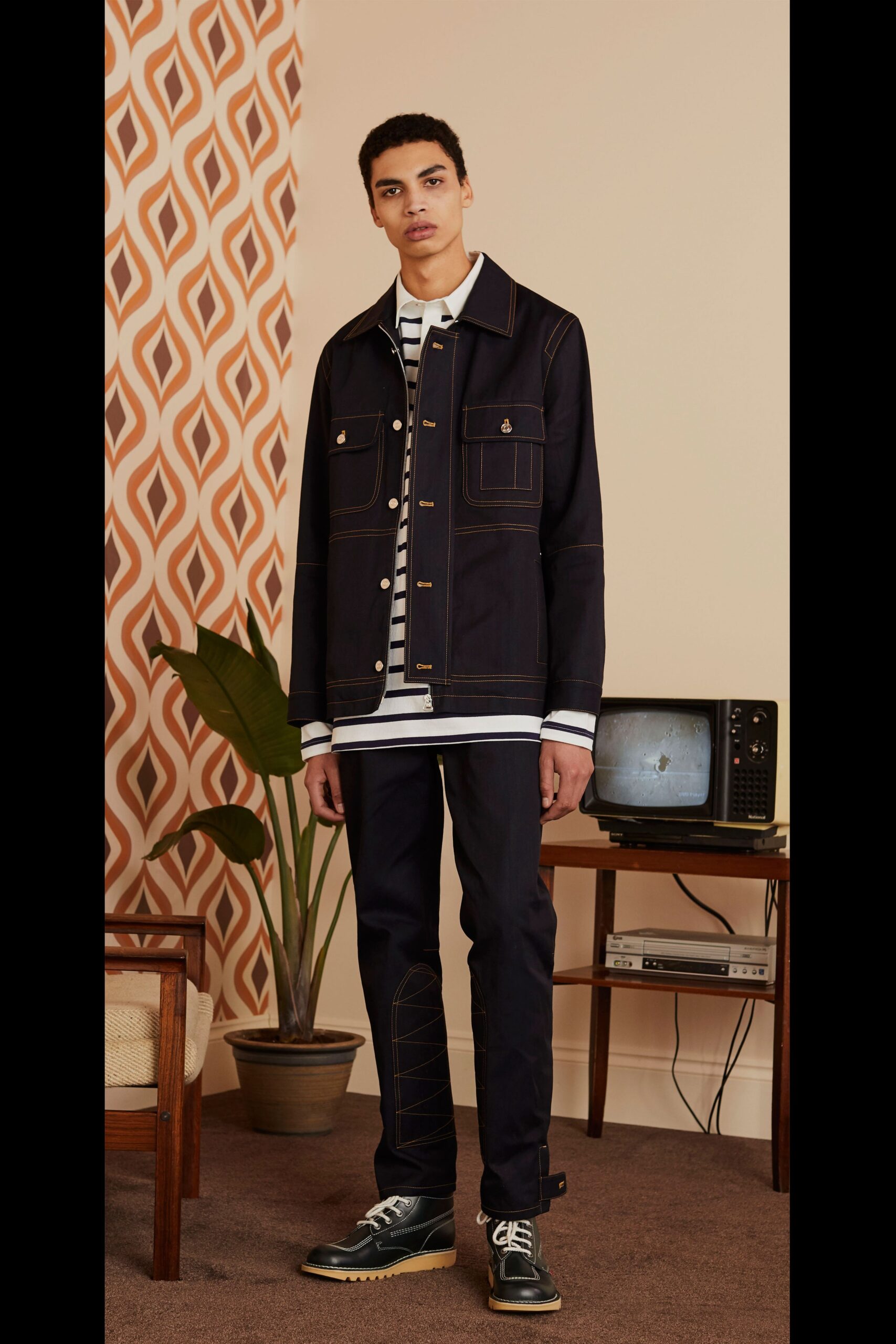 black denim jacket with white shirt