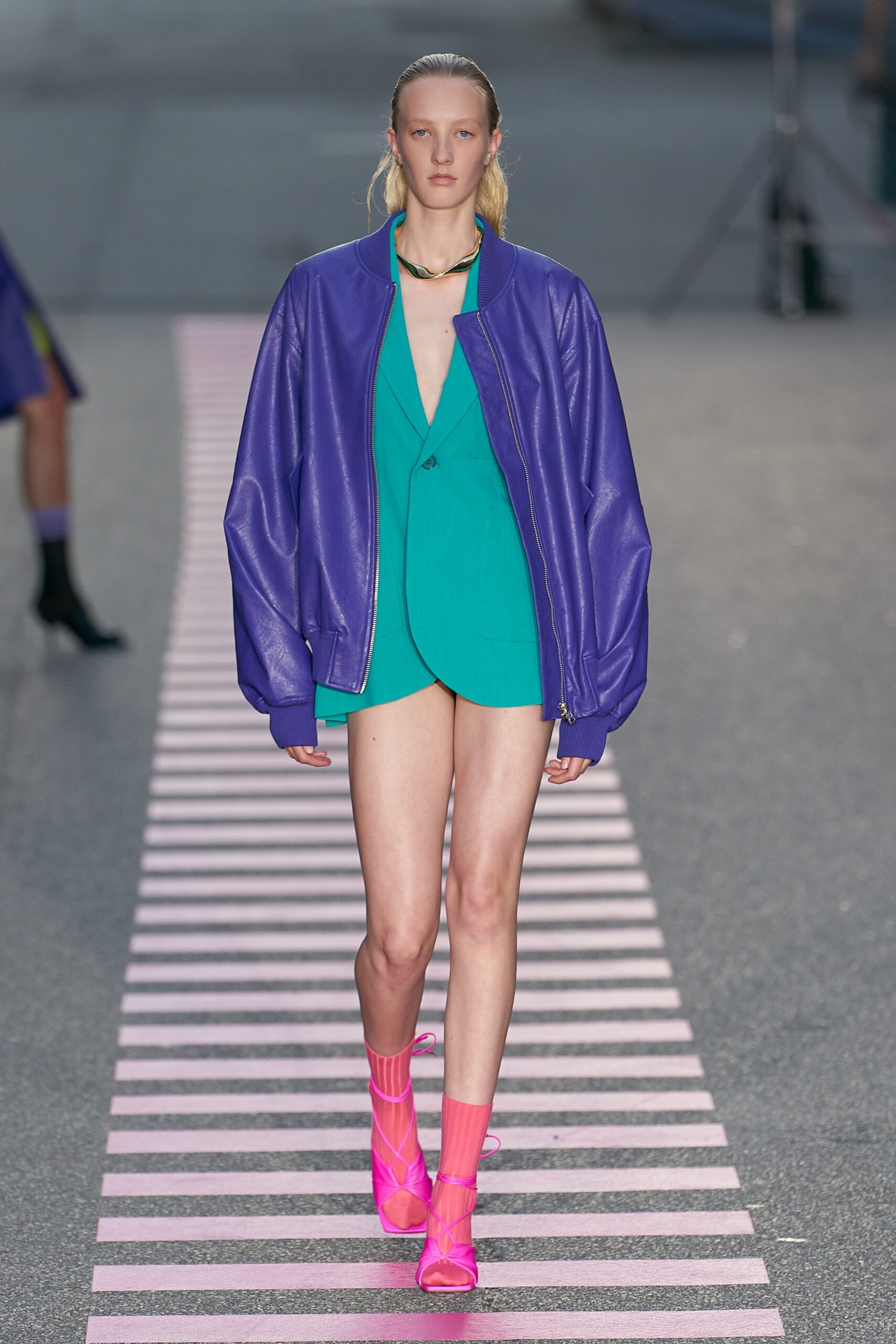 green collared fitted blazer