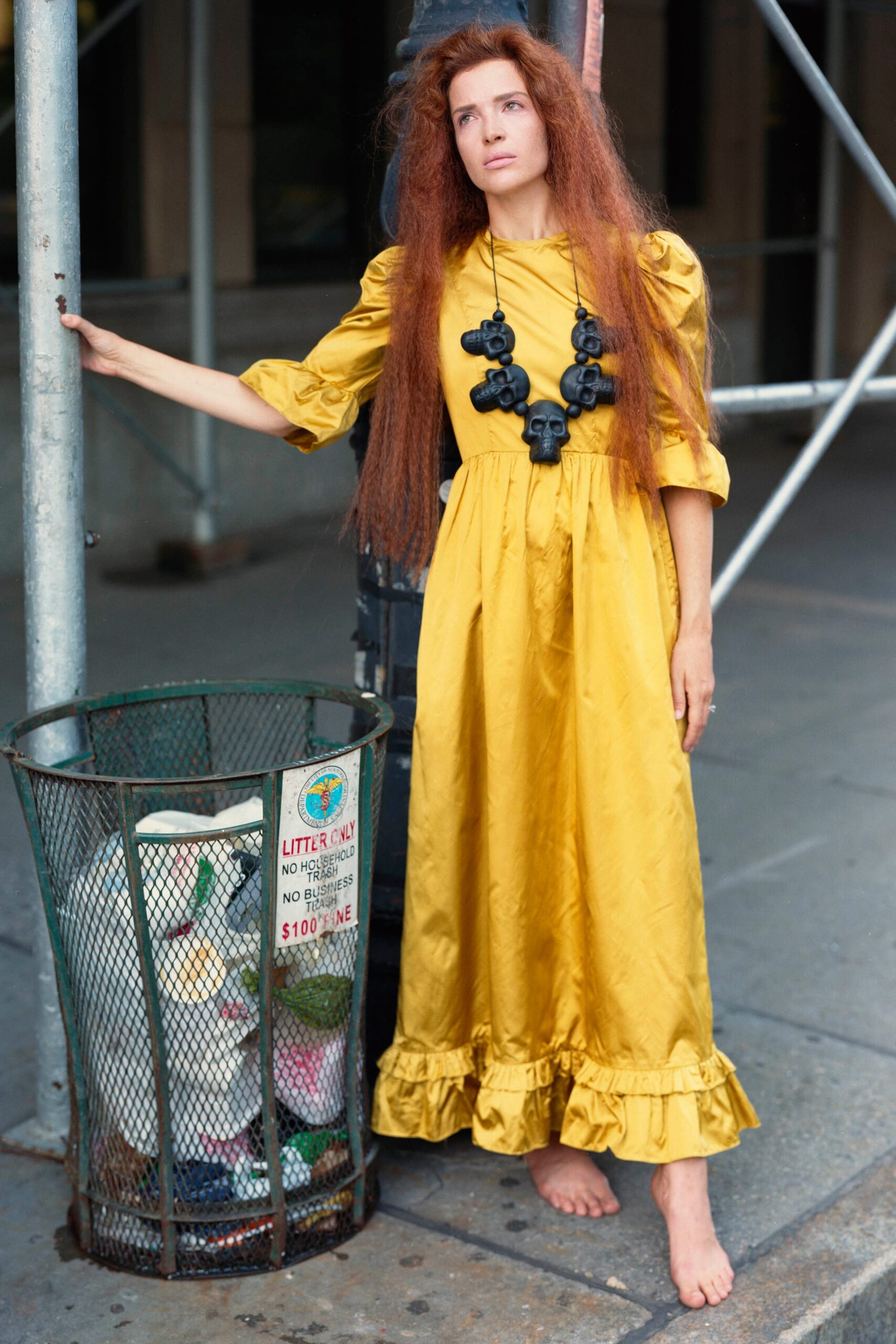 yellow silk short-sleeve dress