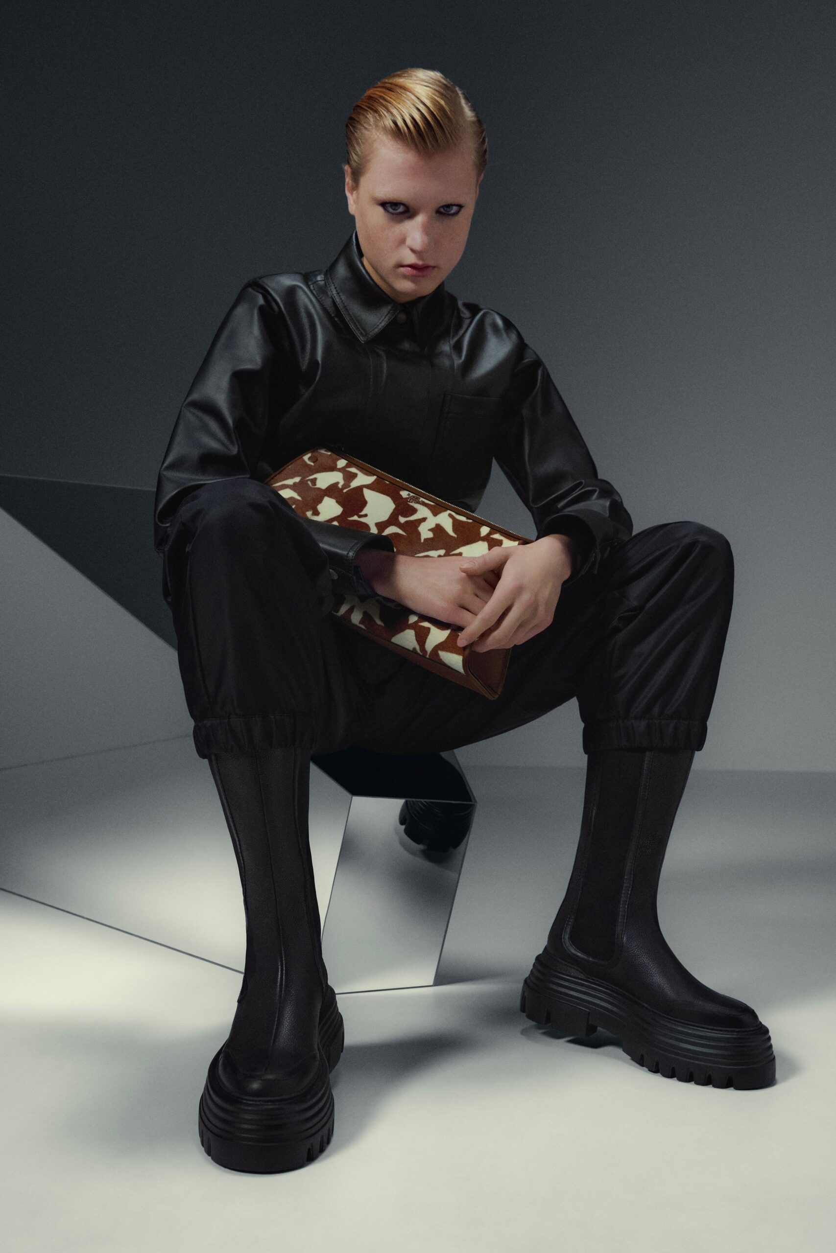 black leather jacket and pants