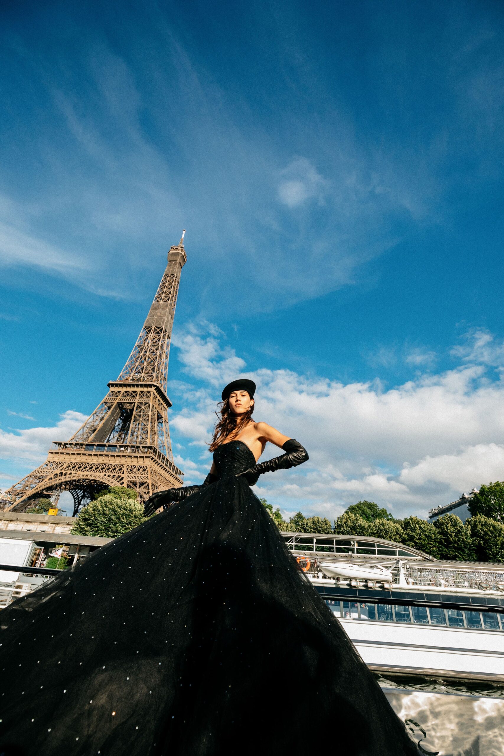 black silk sleeveless gown