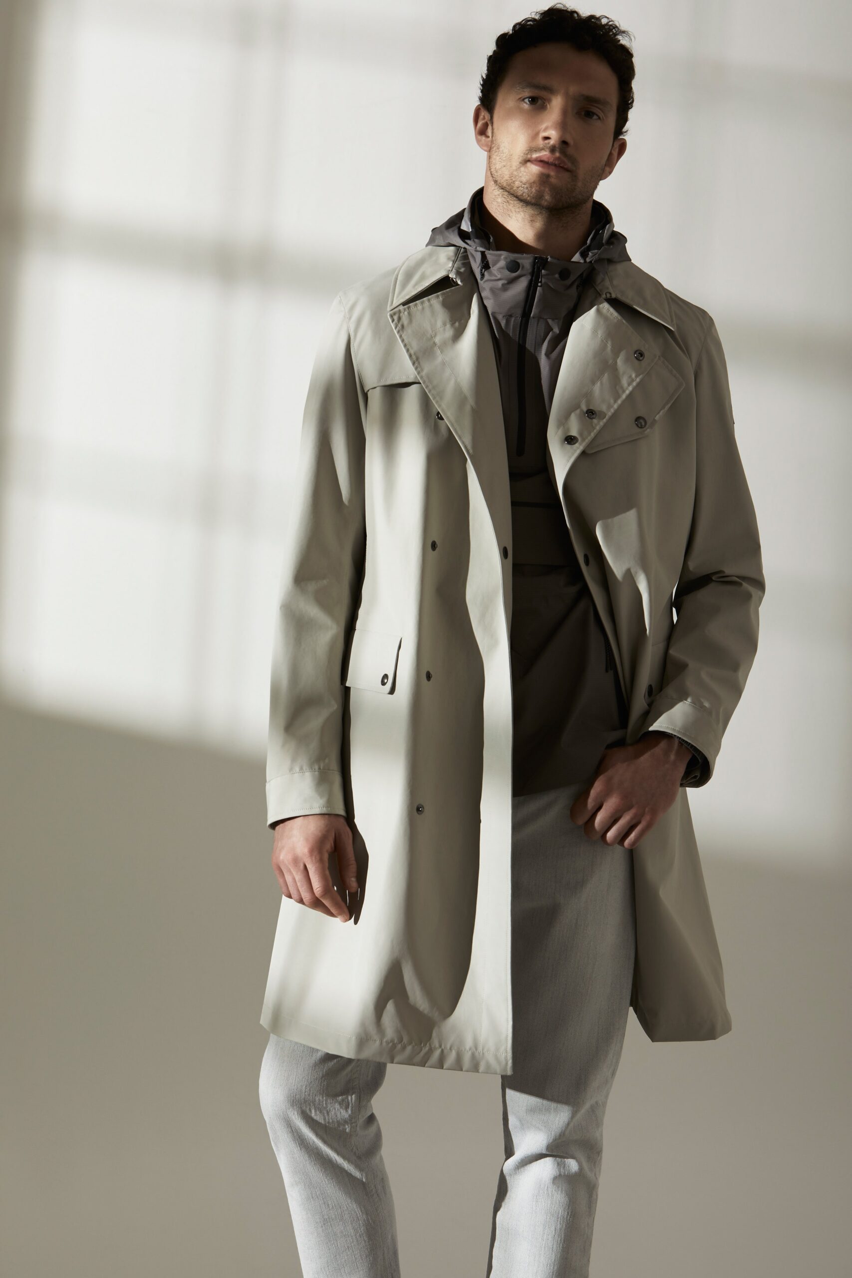ivory double-breasted trench coat